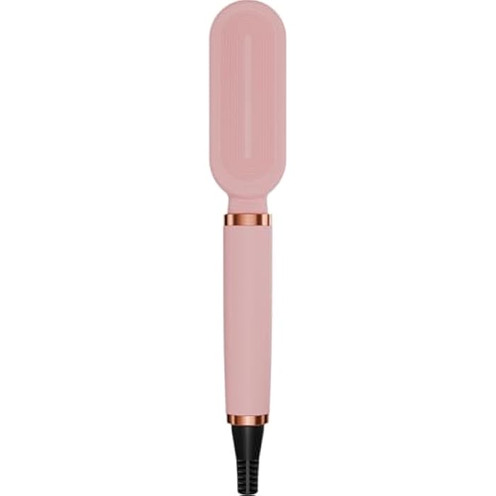 CH&BE Smooth Brush 2-in-1 Hair Straightening Brush, Pink with Rose Gold Accents, LCD Display, 5 Temperature Settings 250-450°F, Anti-Scald Design, Auto Shut-off - Image 3